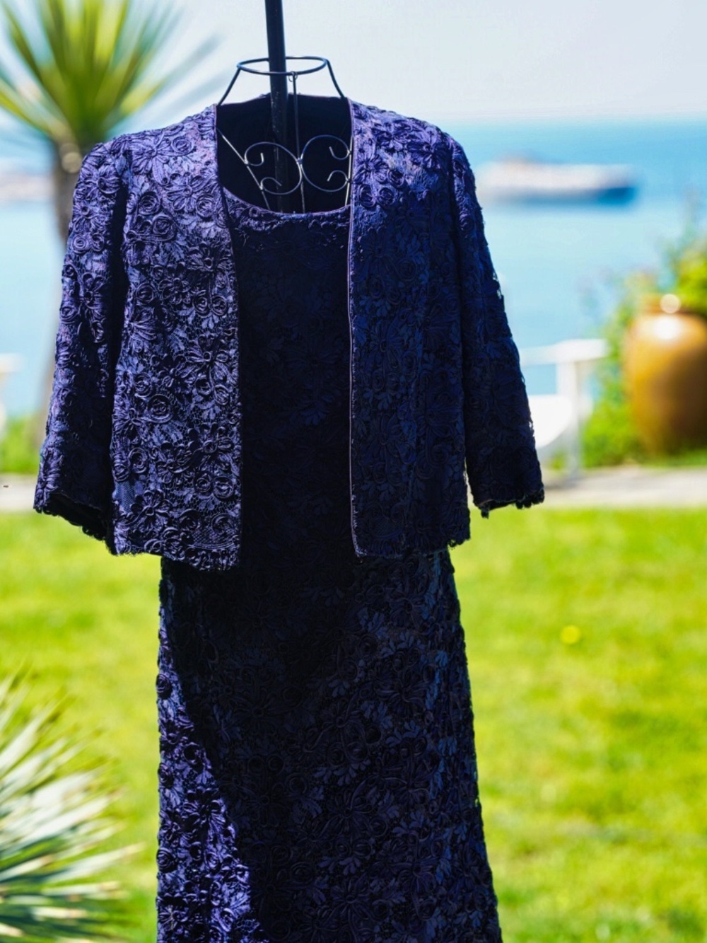 Vintage Rosalia Li Mandri Palermo Italy Couture Lace Dress & Jacket Set